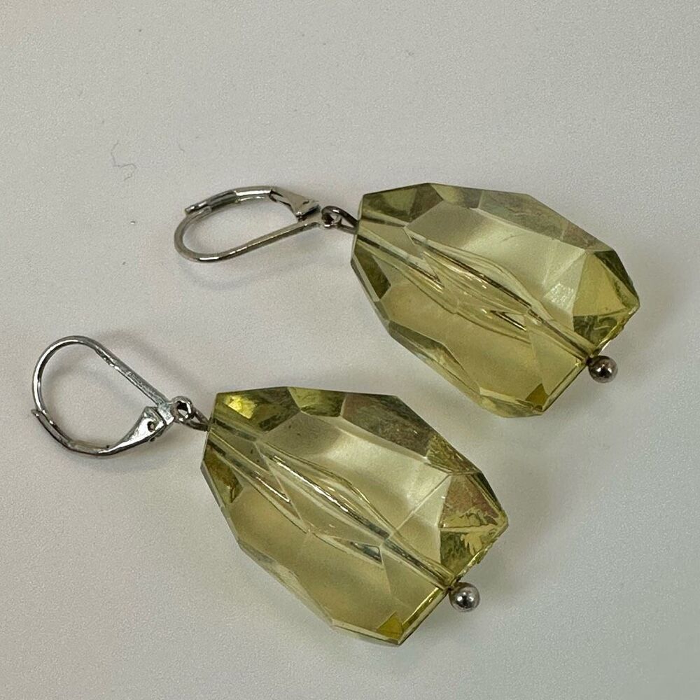Green chunky beaded earrings